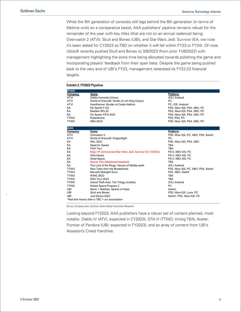 《Americas Technolog Interne Q3 ’22 Gaming Industry Preview – Headwinds Remain in ’22; Industry Themes Likely Drive 2023 & ...(1)》 - 第5页预览图