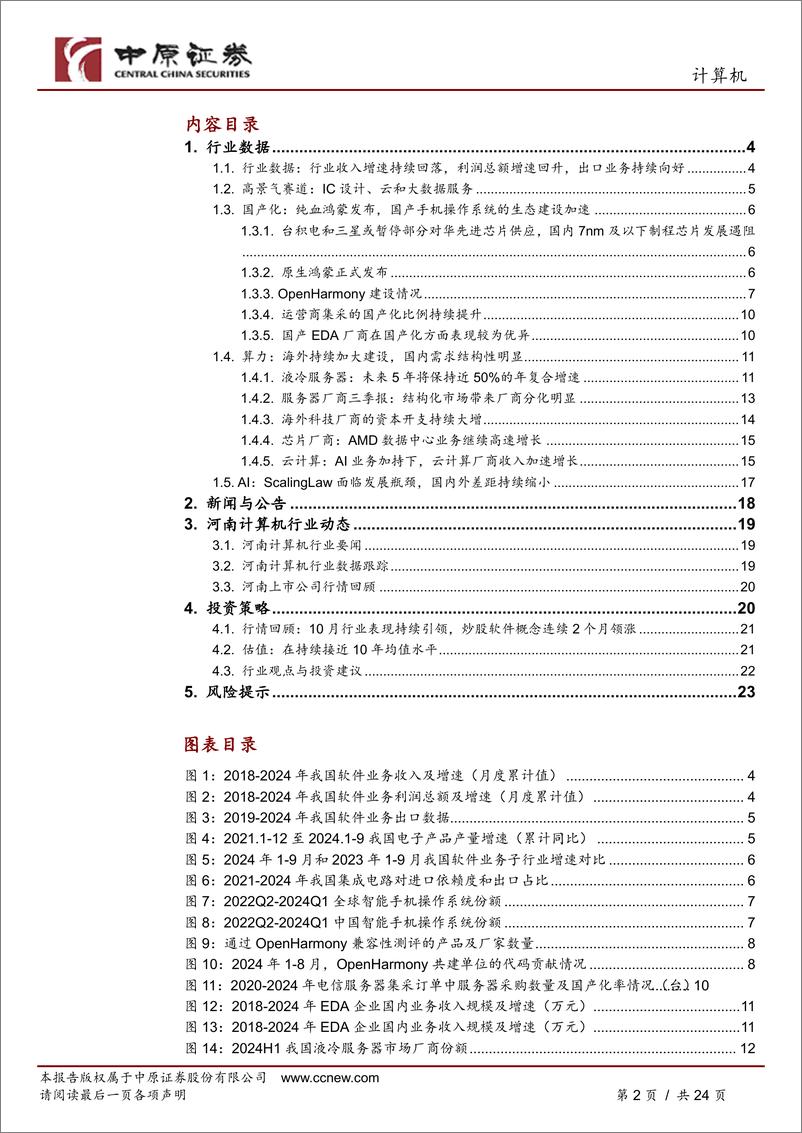 《计算机行业月报：看好国产化和算力需求-241113-中原证券-24页》 - 第2页预览图