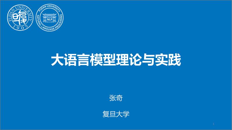 《复旦大学_张奇__2024年大语言模型理论与实践报告》 - 第1页预览图