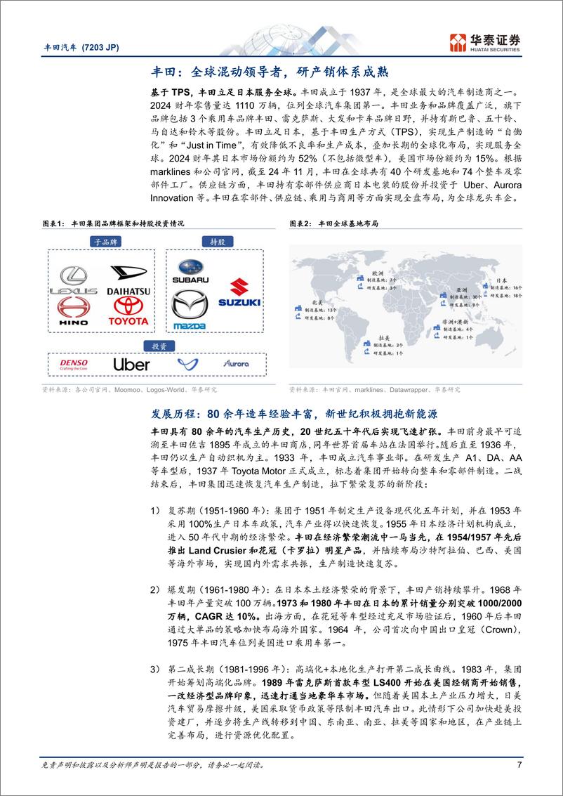 《汽车行业：丰田汽车(7203.JP)，全球化战略塑成长，混动龙头再出发-华泰证券-250109-35页》 - 第7页预览图