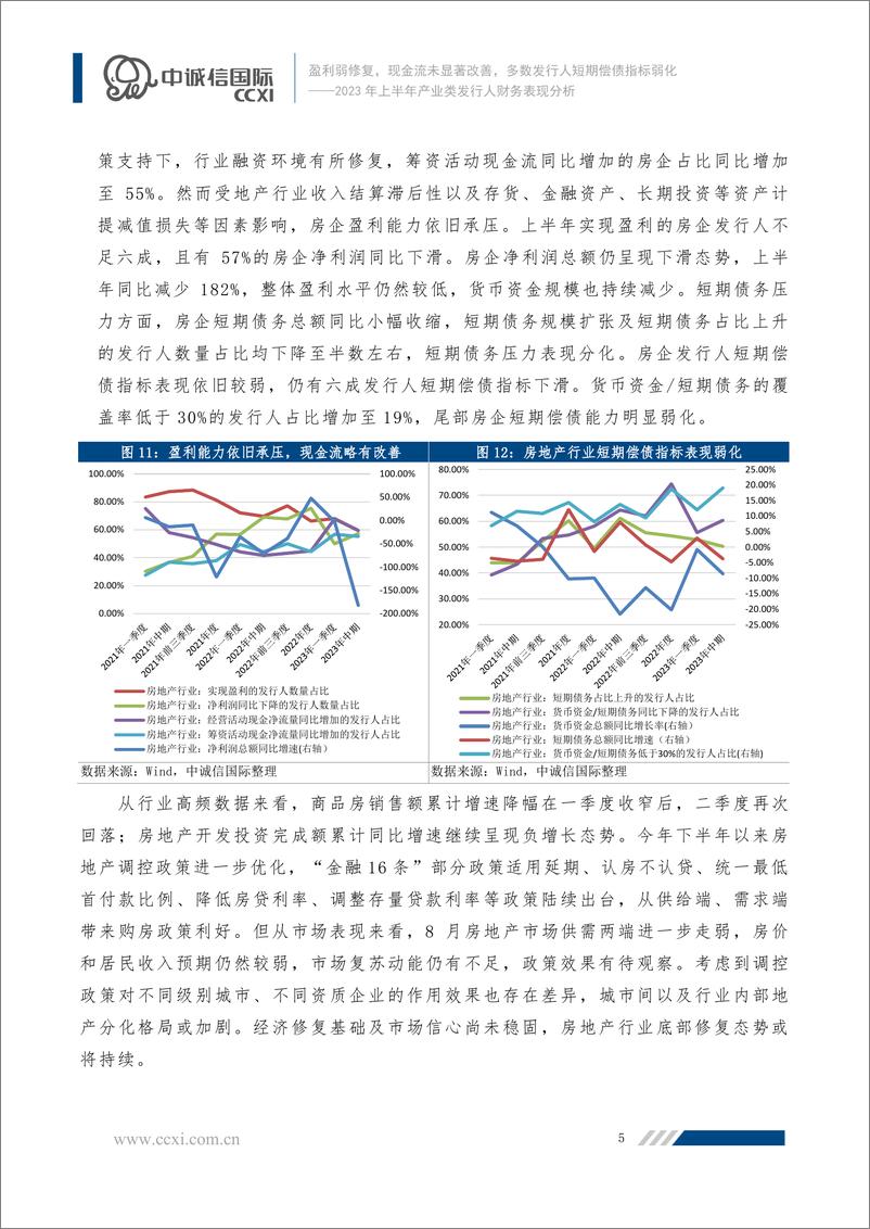 《中诚信-盈利弱修复，现金流未显著改善，多数发行人短期偿债指标弱化—— 2023年上半年产业类发行人财务表现分析-23页》 - 第7页预览图