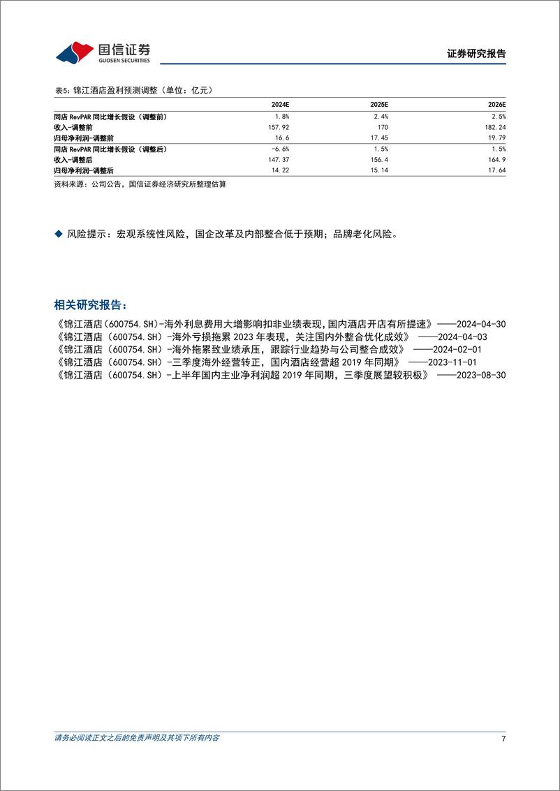 《锦江酒店(600754)拟回购股权用于限制性股票激励，有望推动下一轮经营变革-240812-国信证券-10页》 - 第7页预览图