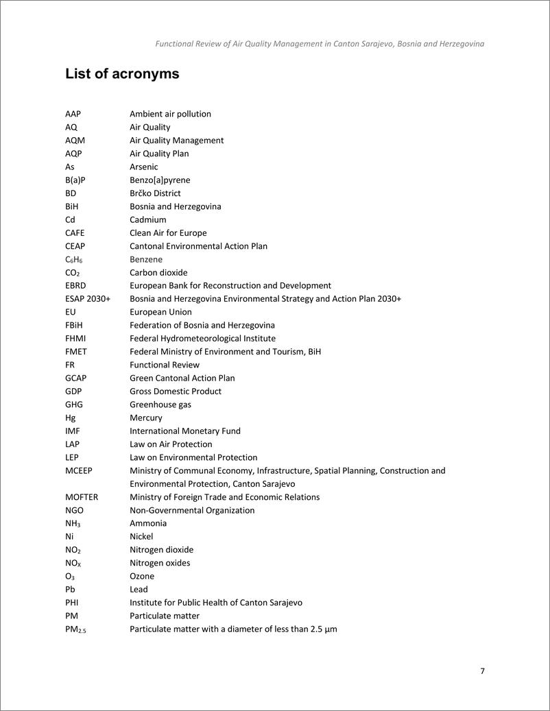 《世界银行-波斯尼亚和黑塞哥维那萨拉热窝州空气质量管理职能审查（英）-2024-122页》 - 第7页预览图
