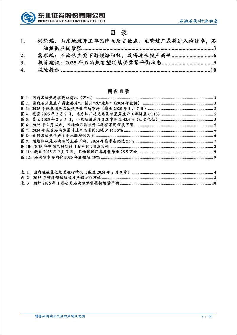 《石油石化行业动态报告：石油焦涨价行情或将持续，索通发展有望受益-250211-东北证券-12页》 - 第2页预览图