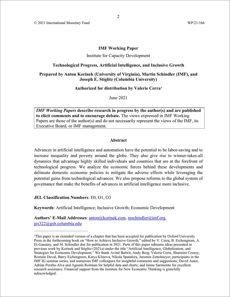 《IMF-技术进步、人工智能和包容性增长（英文）-2021.6-47页》 - 第2页预览图