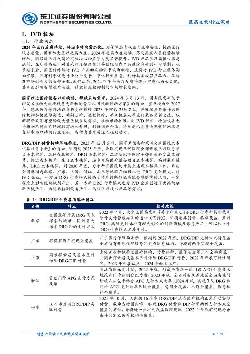 《医药生物行业深度报告：关注IVD集采以及医药行业近期多板块机会-240816-东北证券-29页》 - 第4页预览图