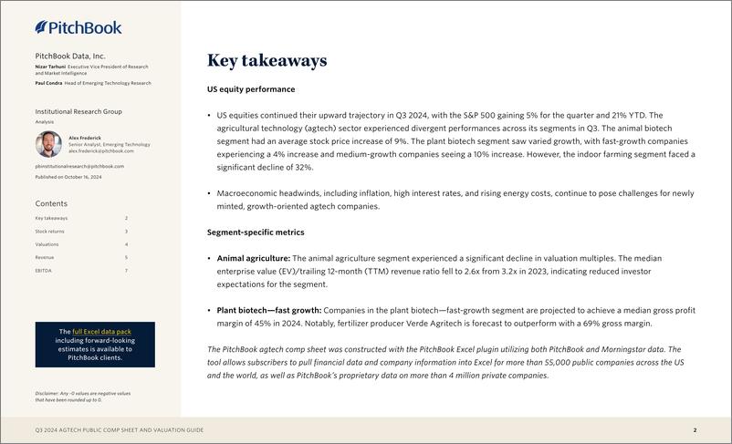 《PitchBook-2024年三季度Agtech公共资产负债表和估值指南（英）-2024-9页》 - 第2页预览图