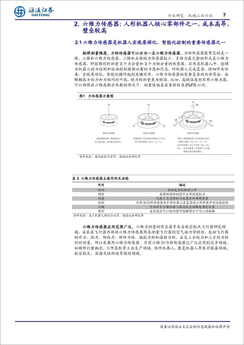 《机械工业行业传感器：人形机器人感知核心，六维力、＋MEMS传感器具发展潜力-240805-海通证券-27页》 - 第7页预览图