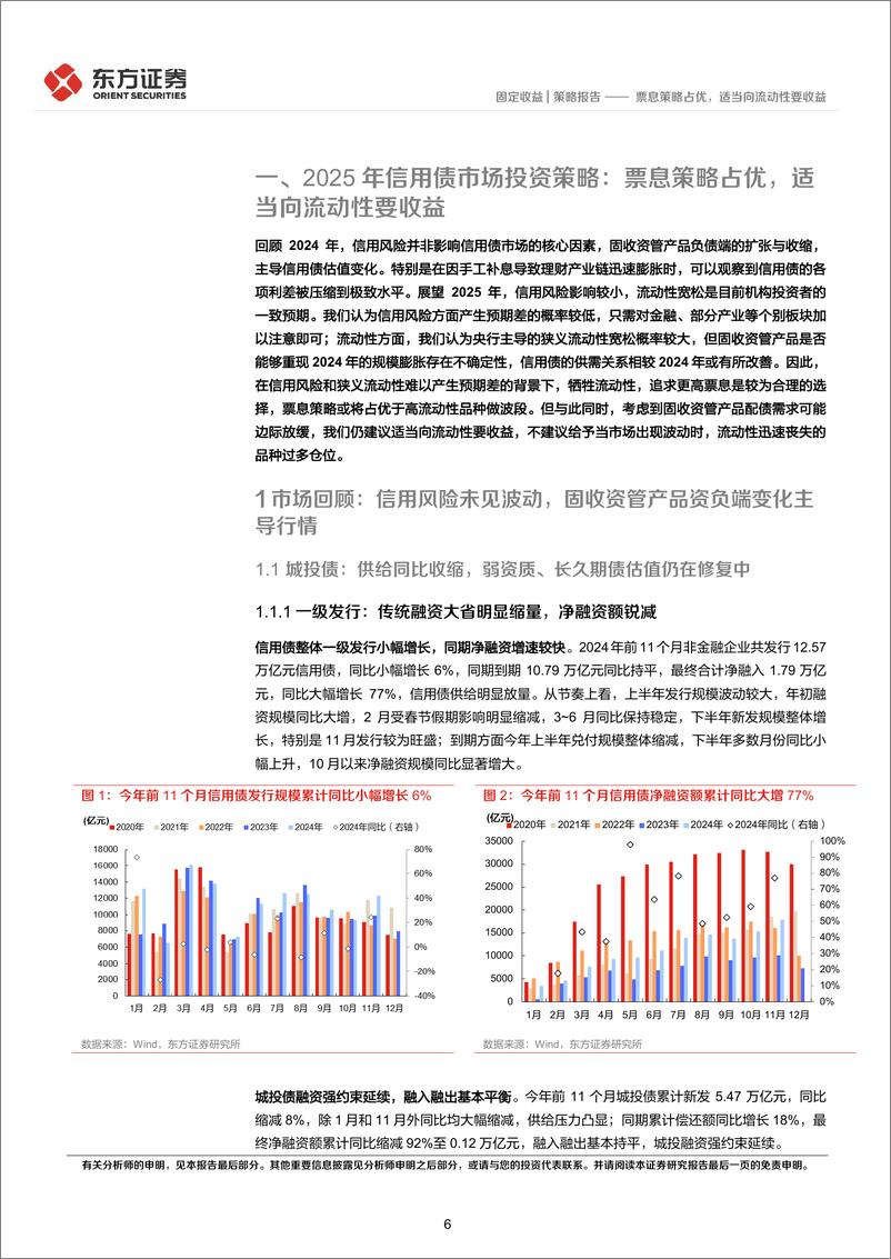 《固定收益2025年度投资策略(信用债及可转债)：票息策略占优，适当向流动性要收益-241216-东方证券-38页》 - 第6页预览图