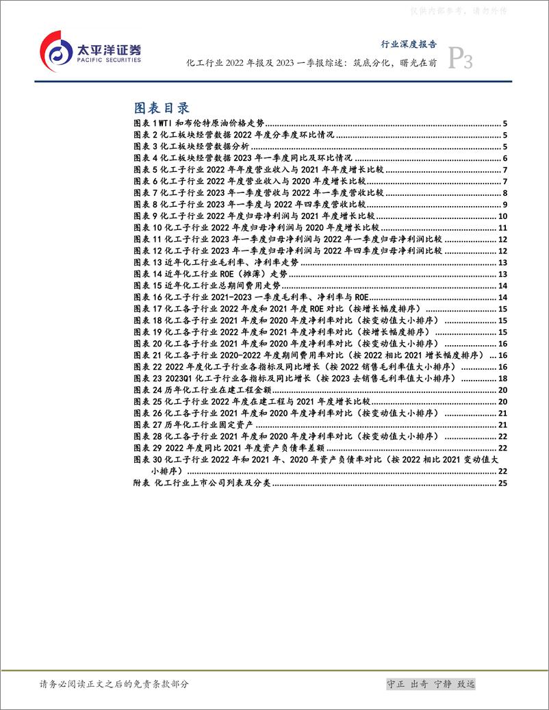 《太平洋证券-化工行业2022年报及2023一季报综述：筑底分化，曙光在前-230511》 - 第3页预览图