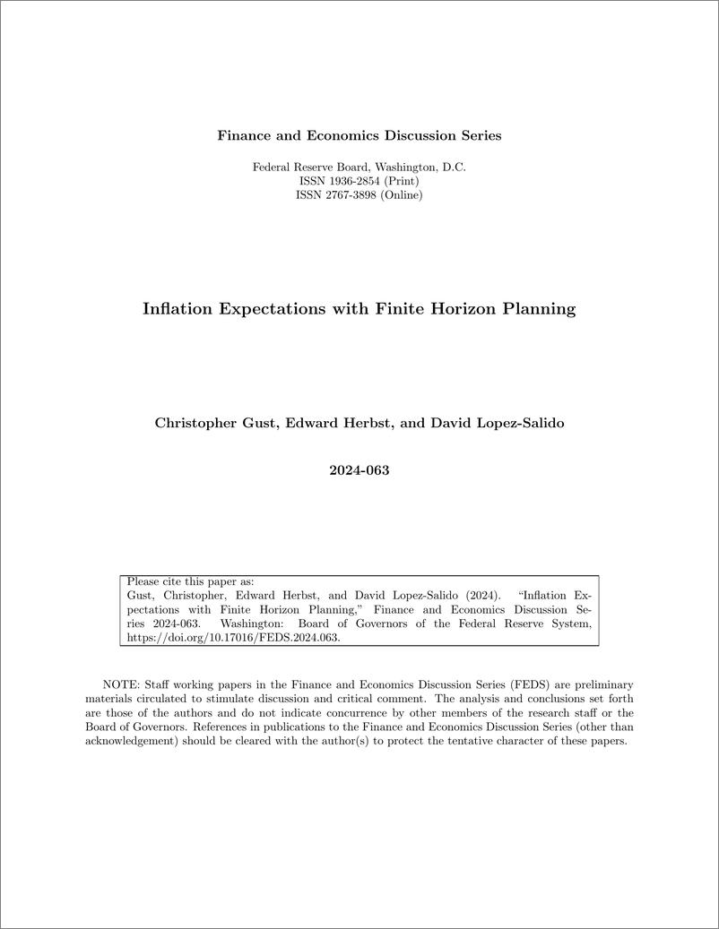 《美联储-有限视野规划下的通货膨胀预期（英）-2024.8-49页》 - 第1页预览图