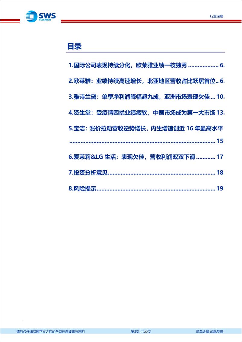 《化妆品行业国际化妆品集团2022年中报业绩跟踪报告：在华表现分化，持续释放国货空间-20220829-申万宏源-20页》 - 第4页预览图