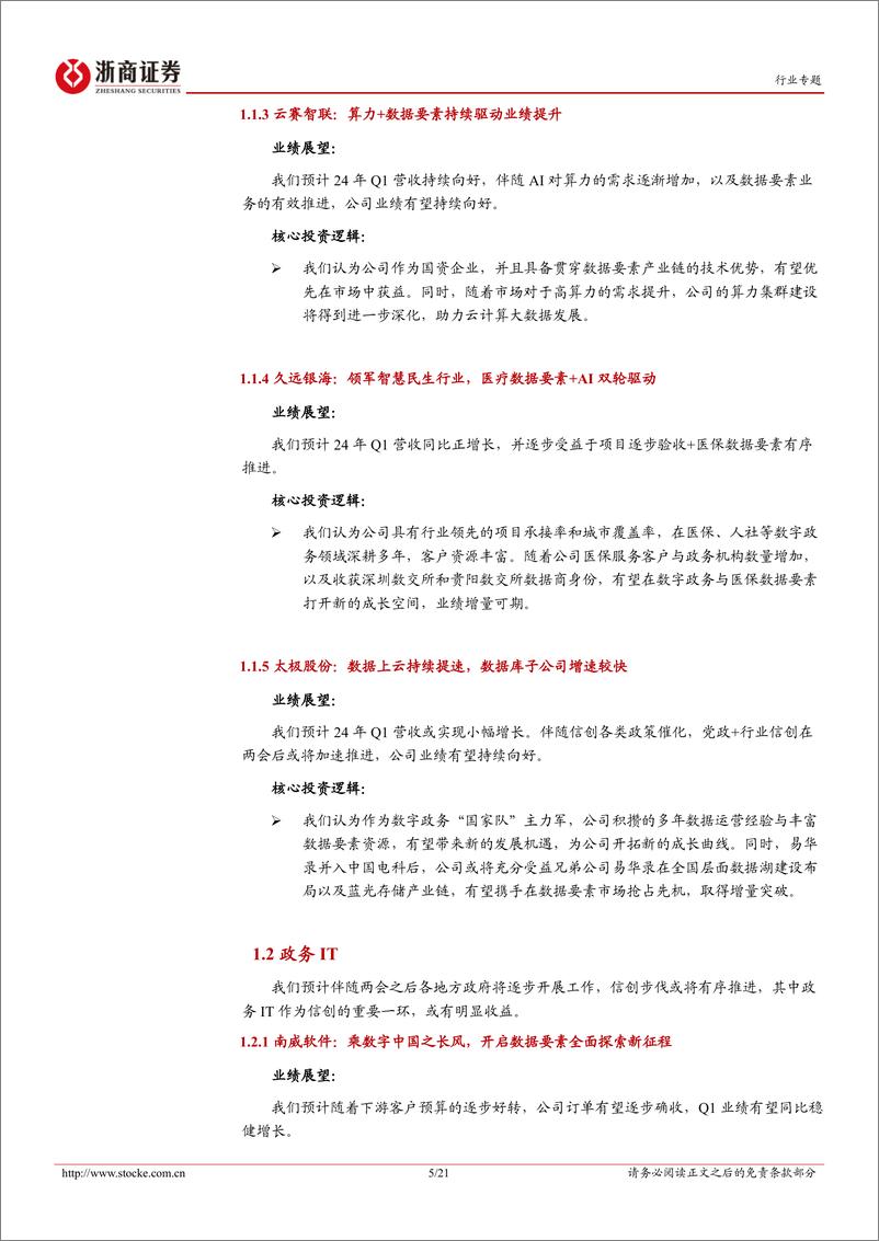 《计算机行业2024Q1业绩前瞻：行业逐步回暖，算力确定性最强-240404-浙商证券-21页》 - 第5页预览图