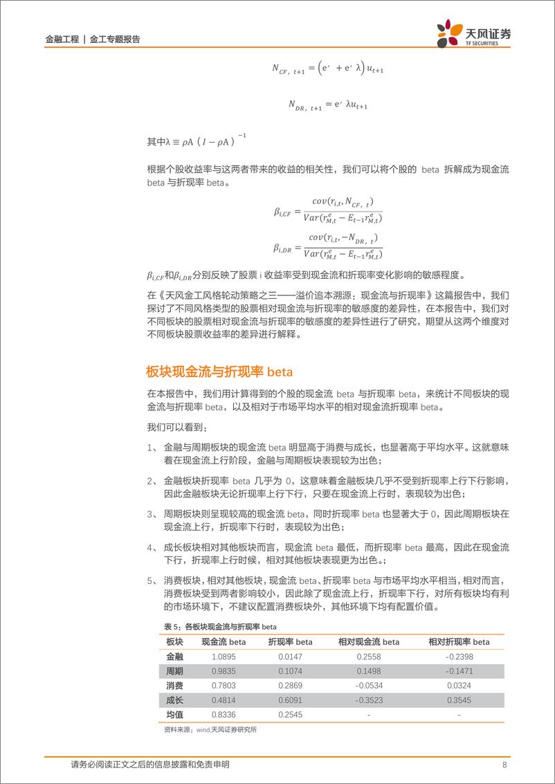 《天风证2018101天风证券天风金工行业轮动系列报告之一：基于现金流与折现率的板块轮动策略》 - 第8页预览图