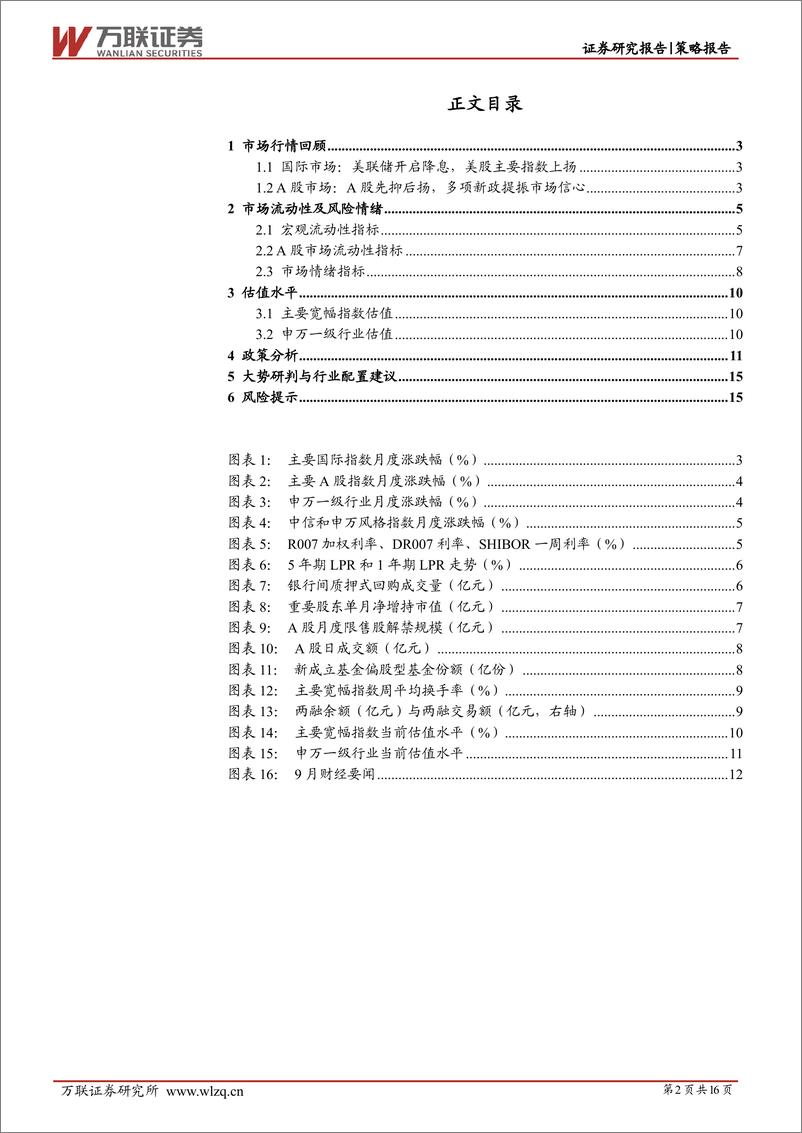 《2024年9月策略月报：系列利好政策提振市场信心-240927-万联证券-16页》 - 第2页预览图