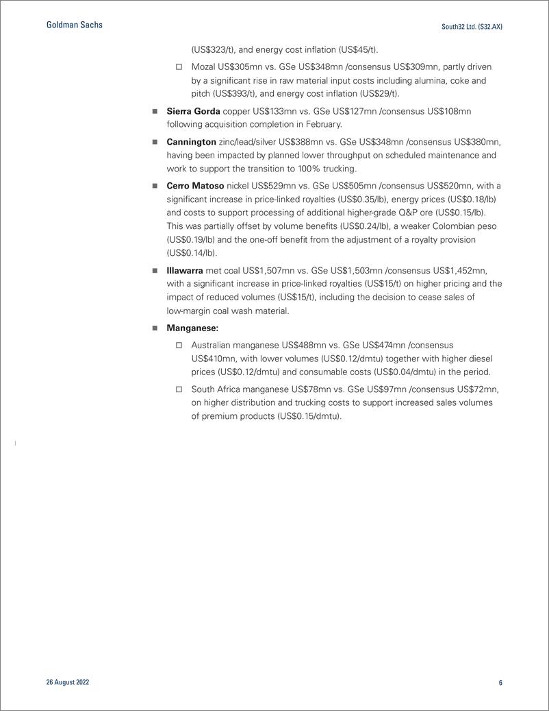 《South32 Ltd. (S32.AX FY22 resul record EBITDA, running Illawarra for cash to invest in base metals a positive; Buy (off CL) (1)》 - 第7页预览图