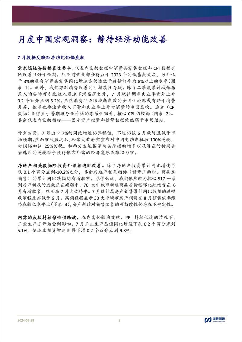 《月度中国宏观洞察：静待经济动能改善-240829-浦银国际-10页》 - 第2页预览图