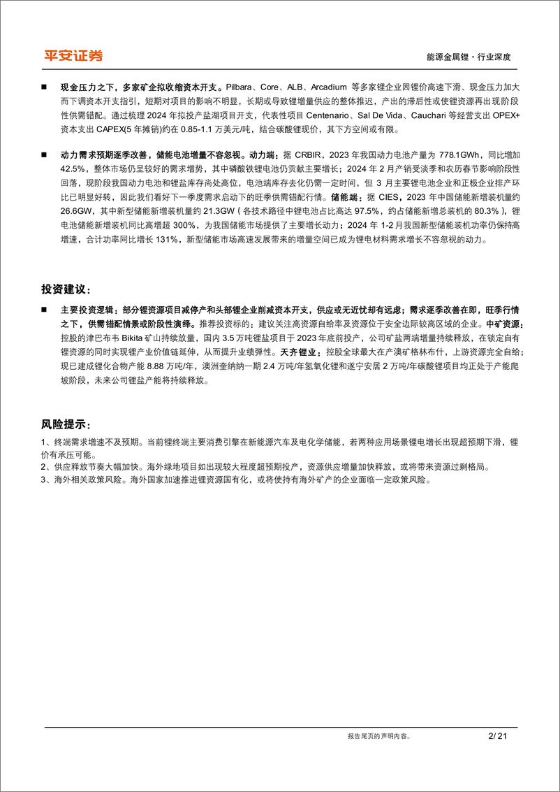 《有色与新材料行业新能源材料锂系列(四)：锂资源基本面的重新审视，无近忧而有远虑-240319-平安证券-21页》 - 第2页预览图