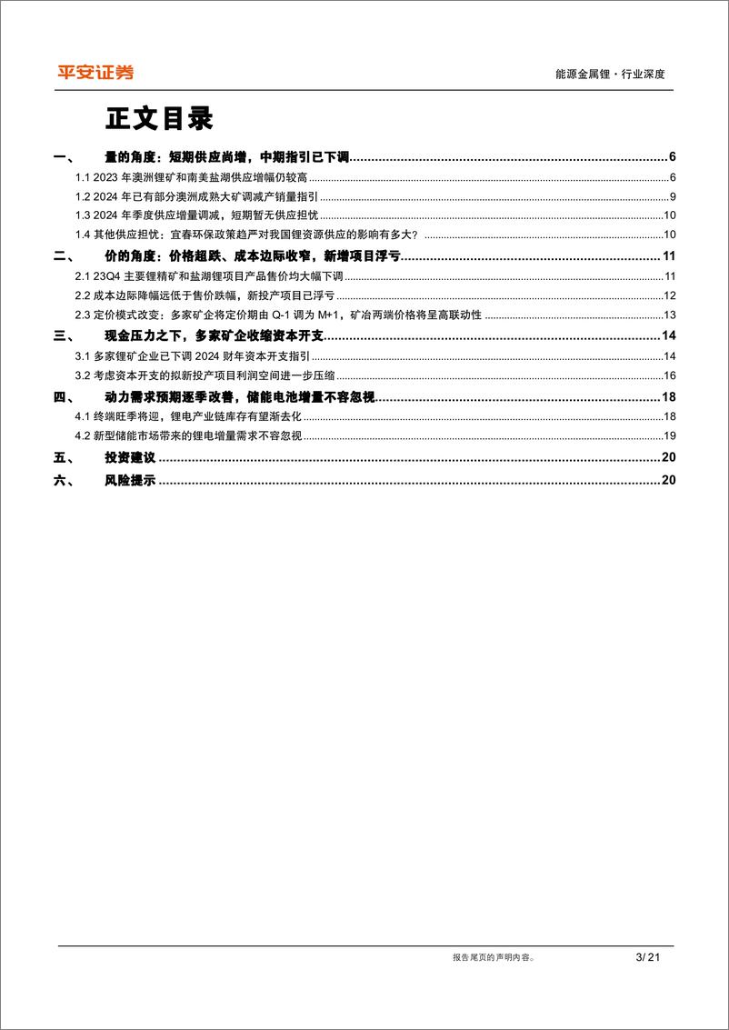 《有色与新材料行业新能源材料锂系列(四)：锂资源基本面的重新审视，无近忧而有远虑-240319-平安证券-21页》 - 第3页预览图