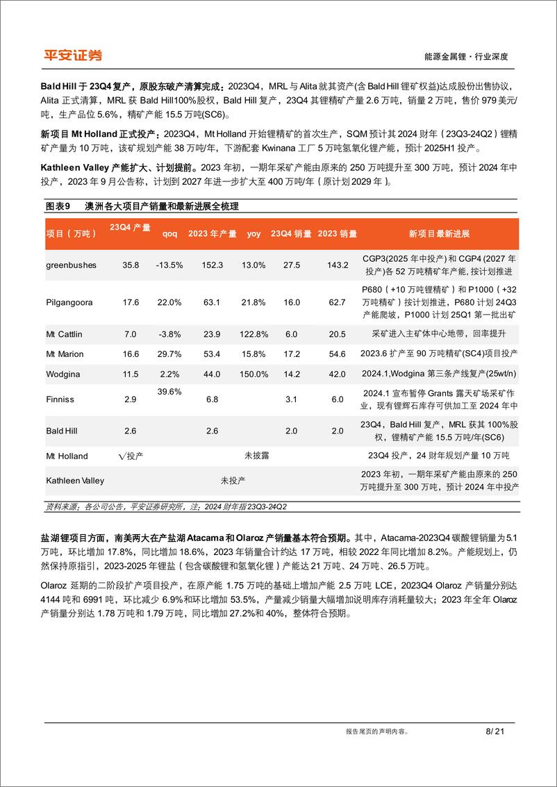 《有色与新材料行业新能源材料锂系列(四)：锂资源基本面的重新审视，无近忧而有远虑-240319-平安证券-21页》 - 第8页预览图