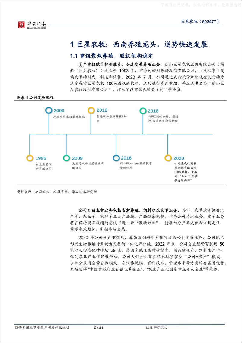 《华安证券-巨星农牧(603477)西南地区生猪养殖龙头，成本优势与成长弹性兼顾-230628》 - 第6页预览图