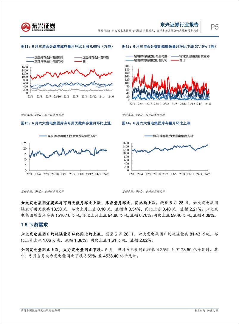 《煤炭行业_六大发电集团日均耗煤需求量增大_全样本独立焦企的产能利用率提升-东兴证券》 - 第5页预览图