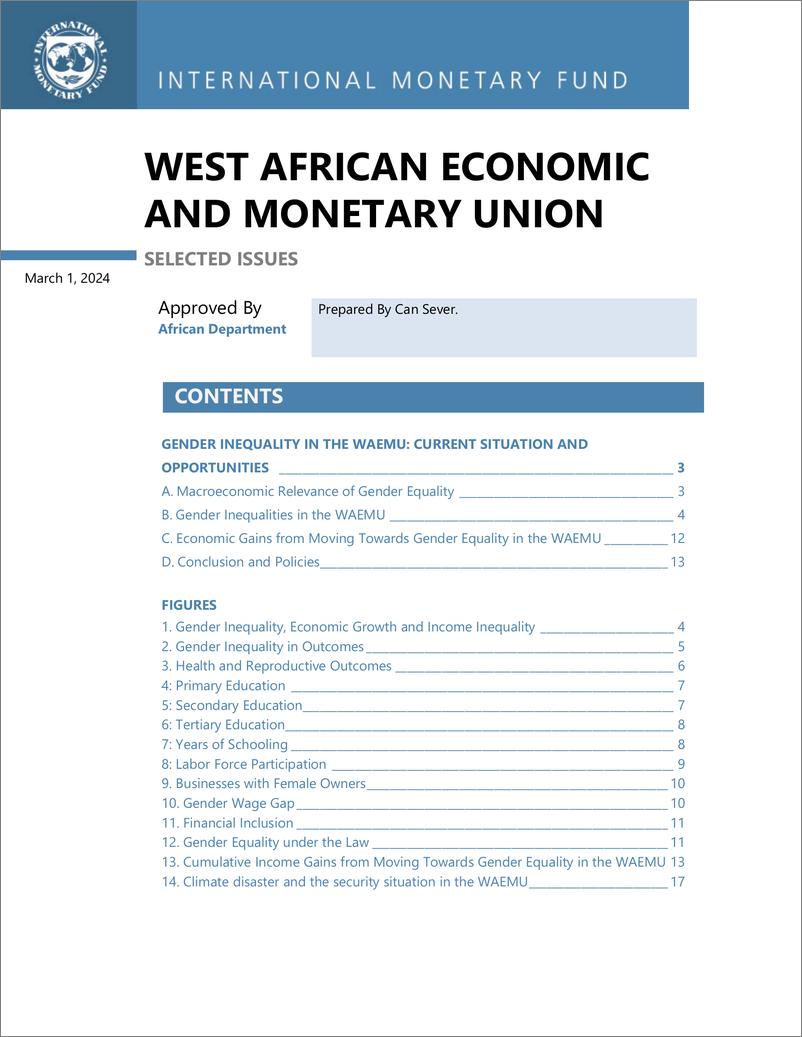 《IMF-西非经货联盟的性别不平等：现状与机遇（英）-2024.5-23页》 - 第4页预览图
