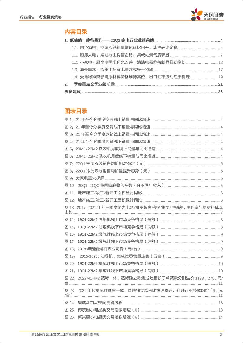 《22Q1家电行业业绩前瞻报告：低估值，静待盈利-20220330-天风证券-24页》 - 第3页预览图