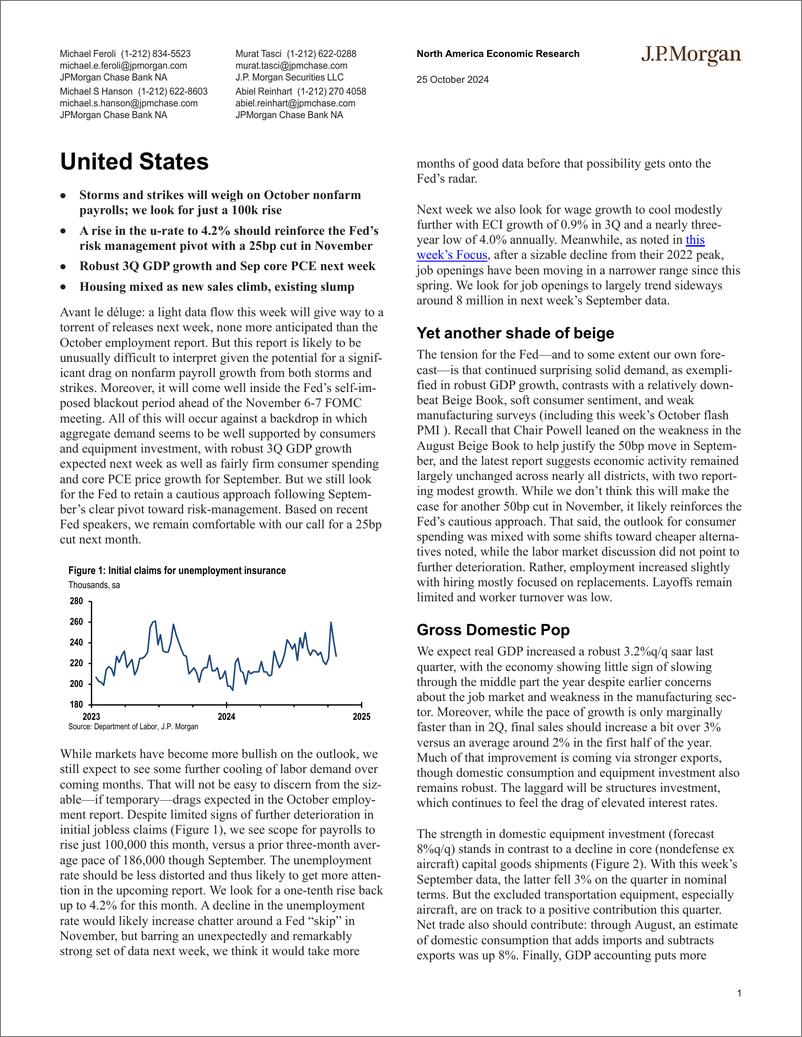 《JPMorgan Econ  FI-United States-111101062》 - 第1页预览图