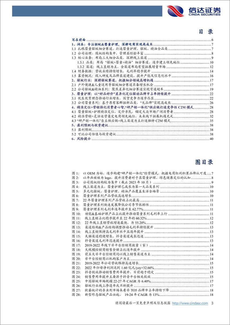 《润本股份-603193.SH-公司首次覆盖报告：强运营塑造驱蚊&婴童护理品类领先国货品牌-20240416-信达证券-43页》 - 第3页预览图