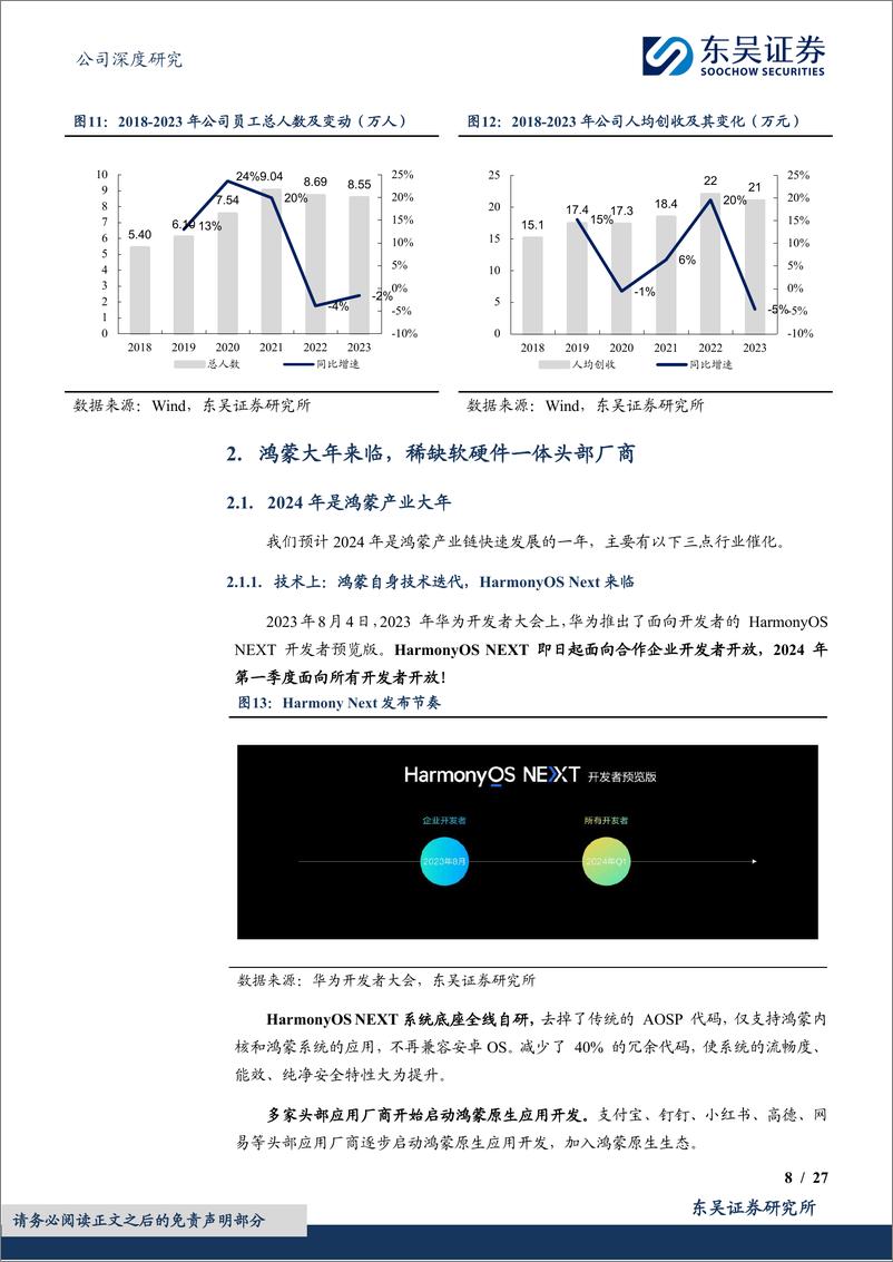 《东吴证券-软通动力-301236-鸿蒙大年来临，软硬件一体领军有望崛起》 - 第8页预览图