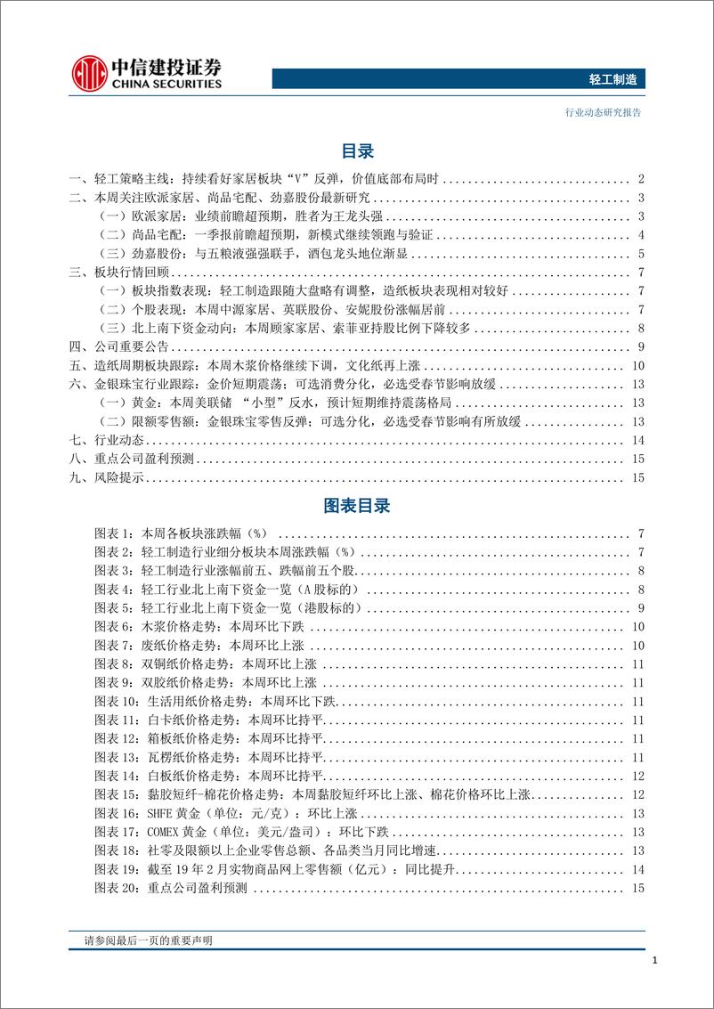 《轻工制造行业：看好第一季报家居触底反弹，继续推荐中顺洁柔等-20190415-中信建投-18页》 - 第3页预览图