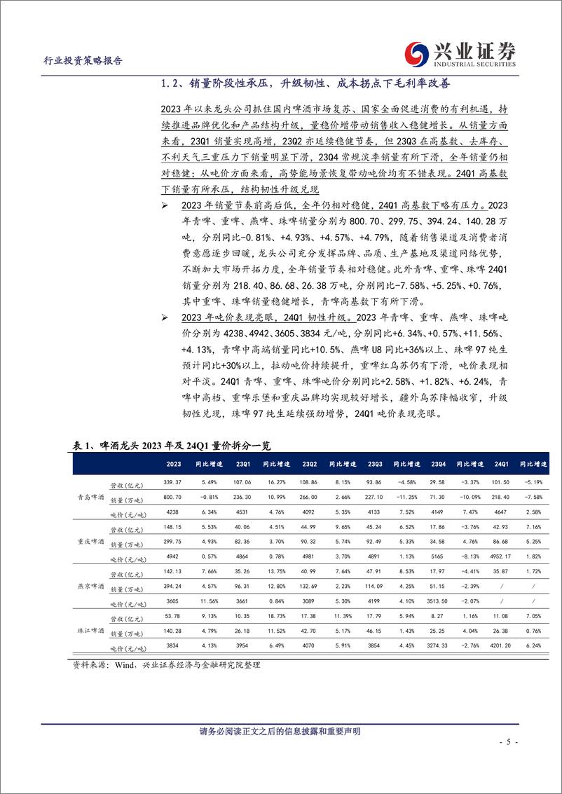 《啤酒：升级韧性、成本拐点，2024年景气度有望边际向上》 - 第5页预览图