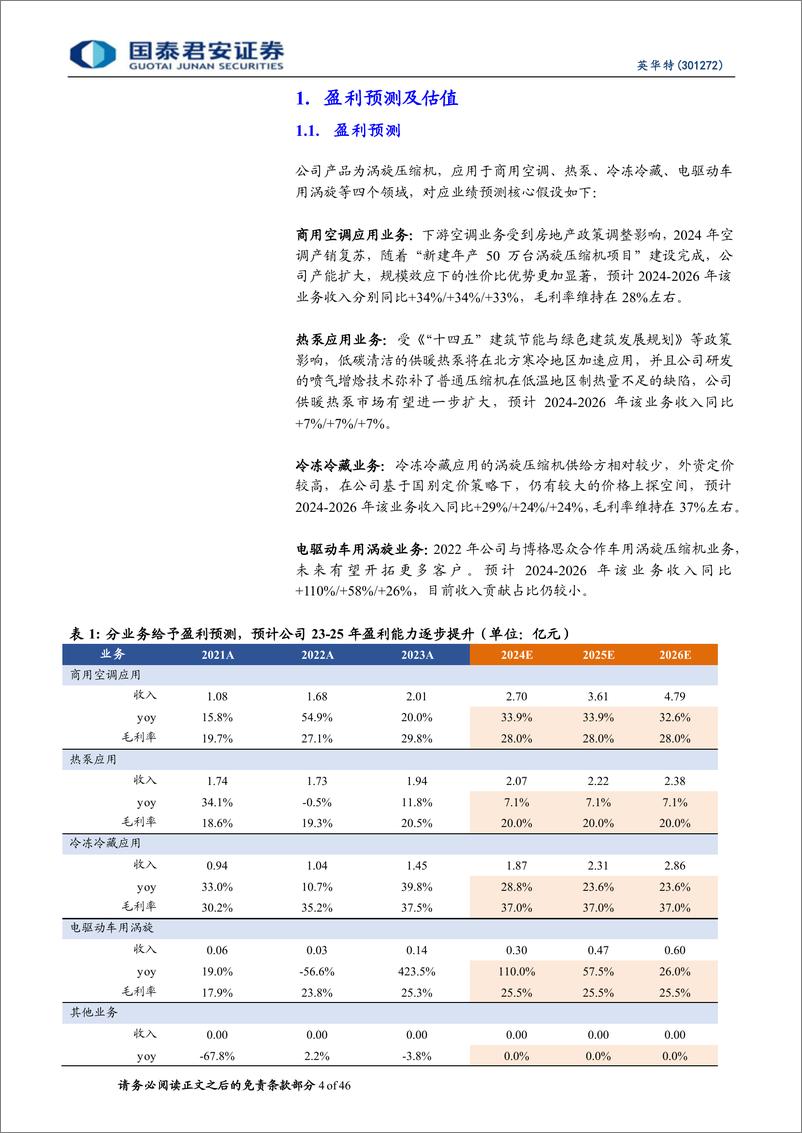 《英华特(301272)首次覆盖报告：涡旋压缩机龙头，国产替代空间广阔-240509-国泰君安-46页》 - 第4页预览图