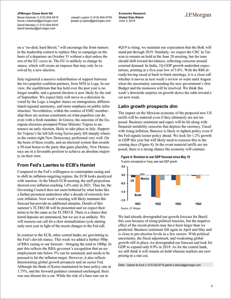 《J.P. 摩根-全球-宏观策略-全球宏观数据观察-2019.6.3-100页》 - 第4页预览图