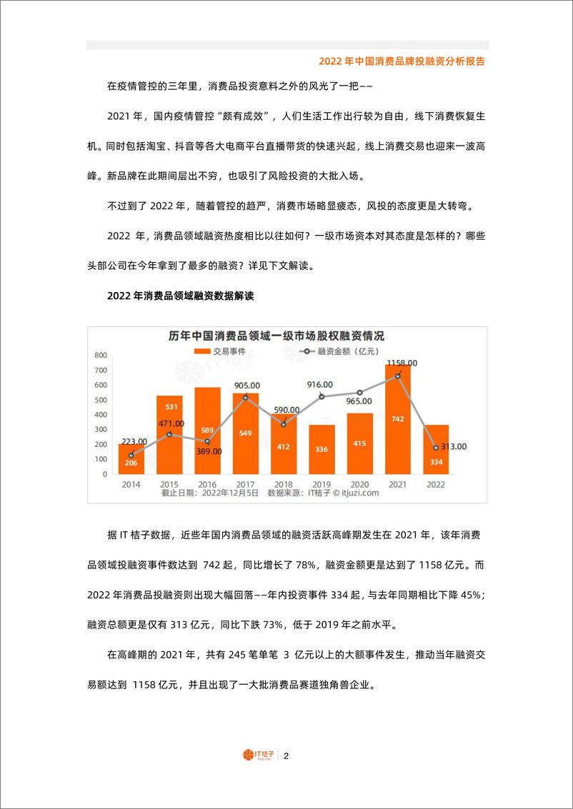 《2022年中国消费品牌投融资分析报告（2022.12）》 - 第2页预览图