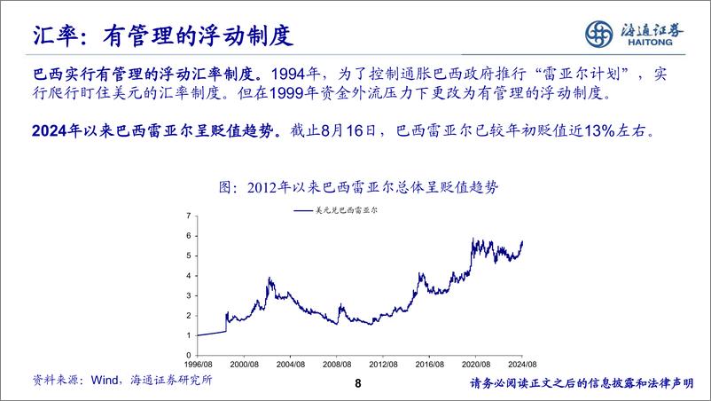 宏观专题报告：《巴西宏观经济、汇率、税率和消费市场展望》-240828-海通证券-34页 - 第8页预览图