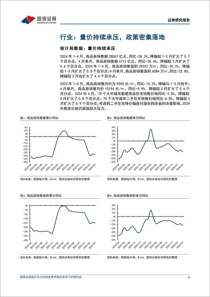 《房地产行业2024年6月投资策略：政策密集出台，关注基本面边际变化-240530-国信证券-15页》 - 第4页预览图