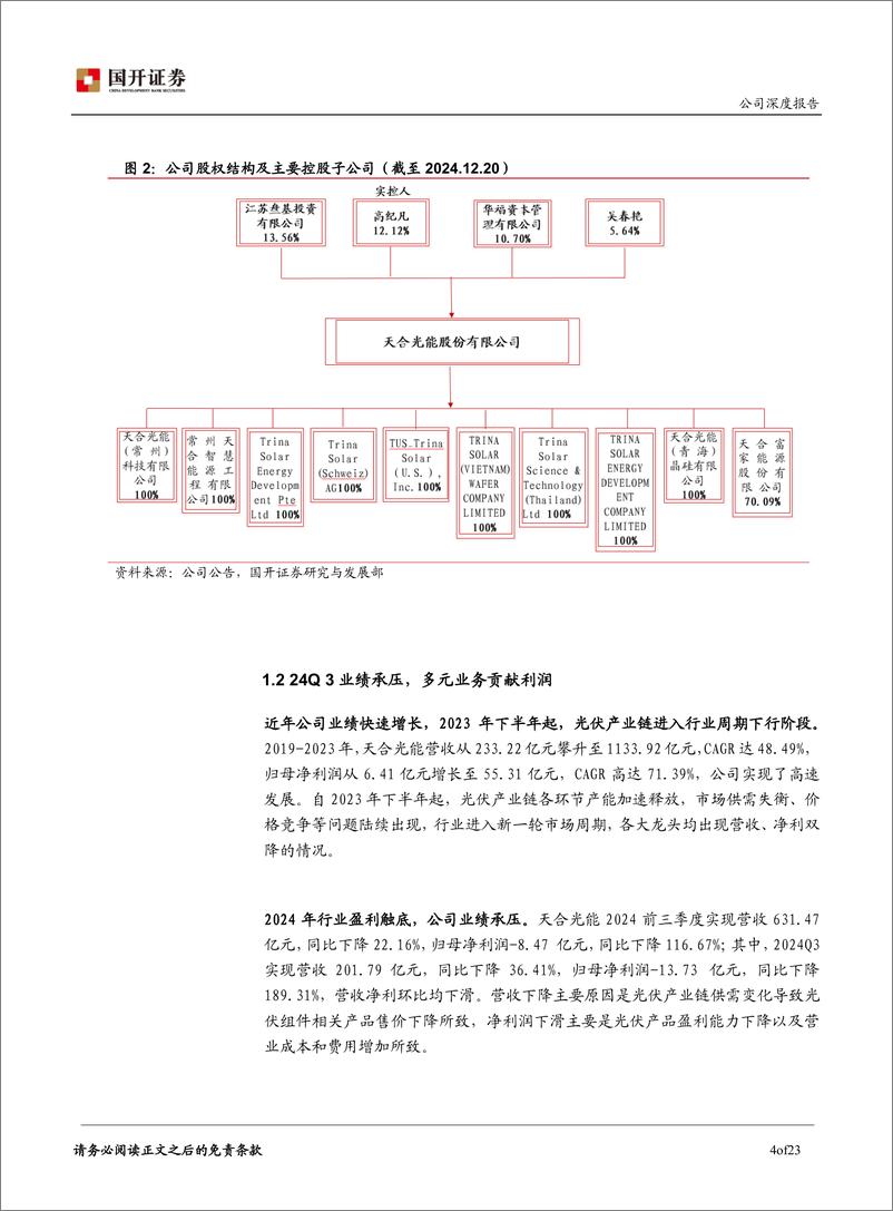 《天合光能(688599)光伏一体化龙头，多元化布局助力穿越周期-241225-国开证券-24页》 - 第5页预览图