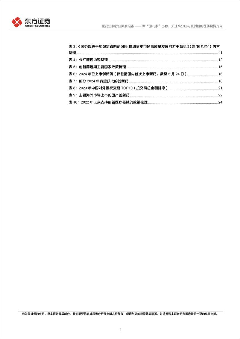 《医药行业长期投资逻辑专题研究：新“国九条”出台，关注高分红与真创新的医药投资方向-240617-东方证券-28页》 - 第4页预览图