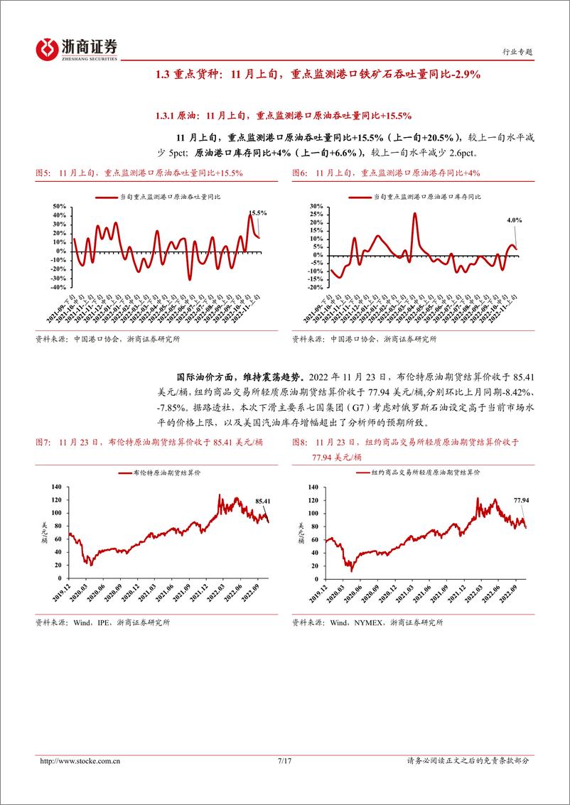 《港口行业专题报告：11月上旬沿海枢纽港集装箱吞吐同比+8.5%，整体增速随疫情缓和而复苏-20221124-浙商证券-17页》 - 第8页预览图