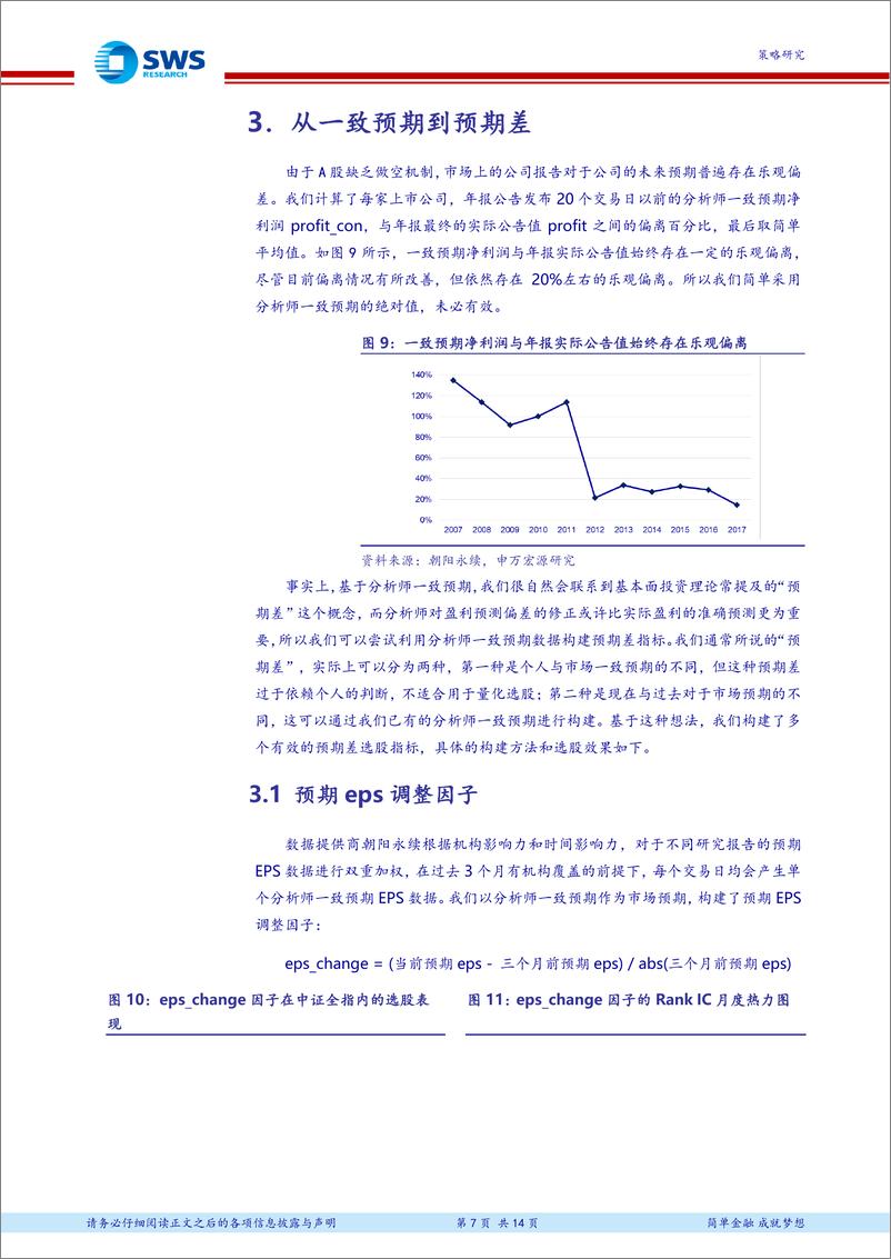 《申万宏2018070多因子系列报告之二：基于分析师一致预期的选股研究》 - 第7页预览图