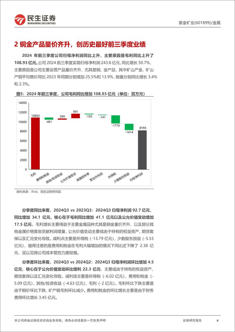 《紫金矿业(601899)2024年三季报深度点评：历史最佳业绩，成长不止-241020-民生证券-26页》 - 第5页预览图