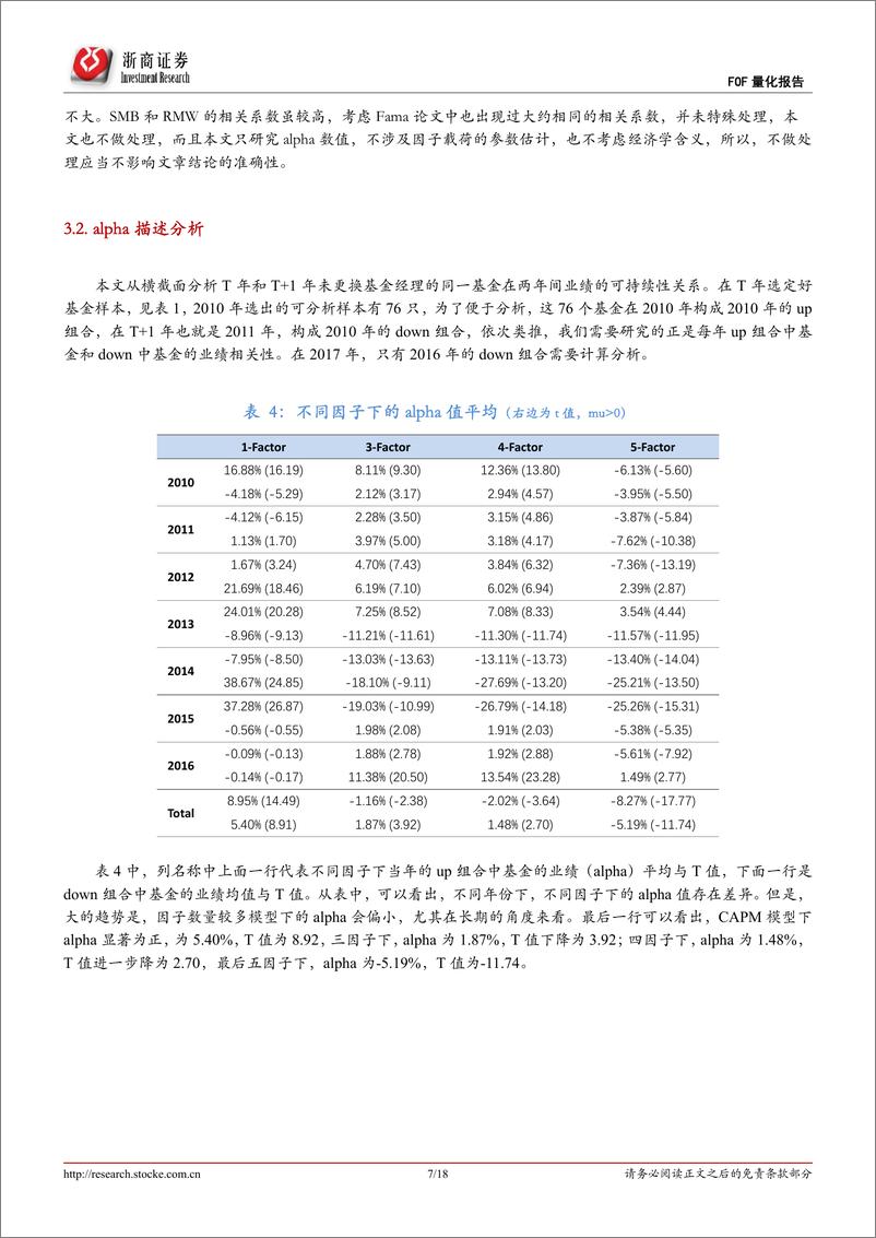 《浙商证2018092浙商证券FOF量化系列：公募基金业绩可持续性分析》 - 第7页预览图