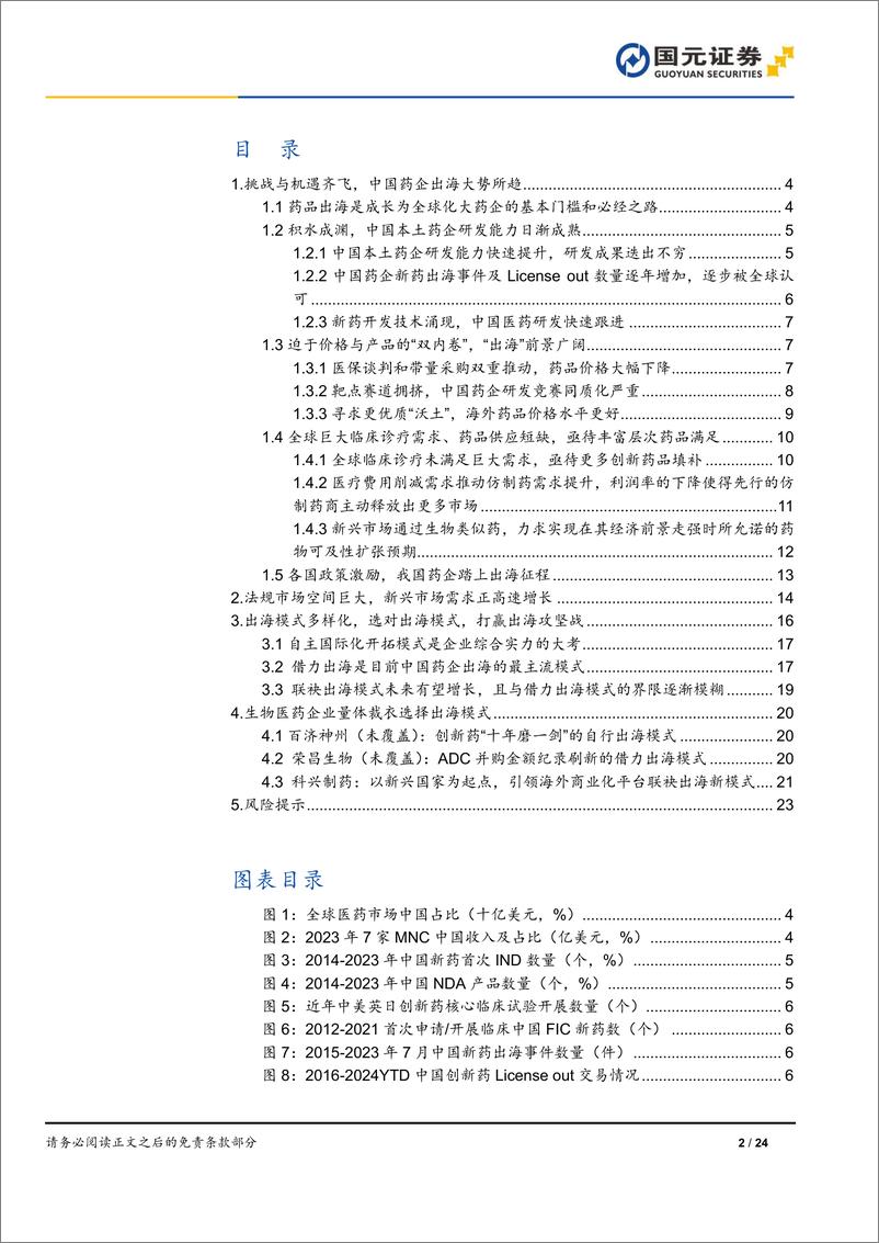 《国元证券-药品出海行业研究报告：中国力量河出伏流，出海浪潮中各显身手》 - 第2页预览图