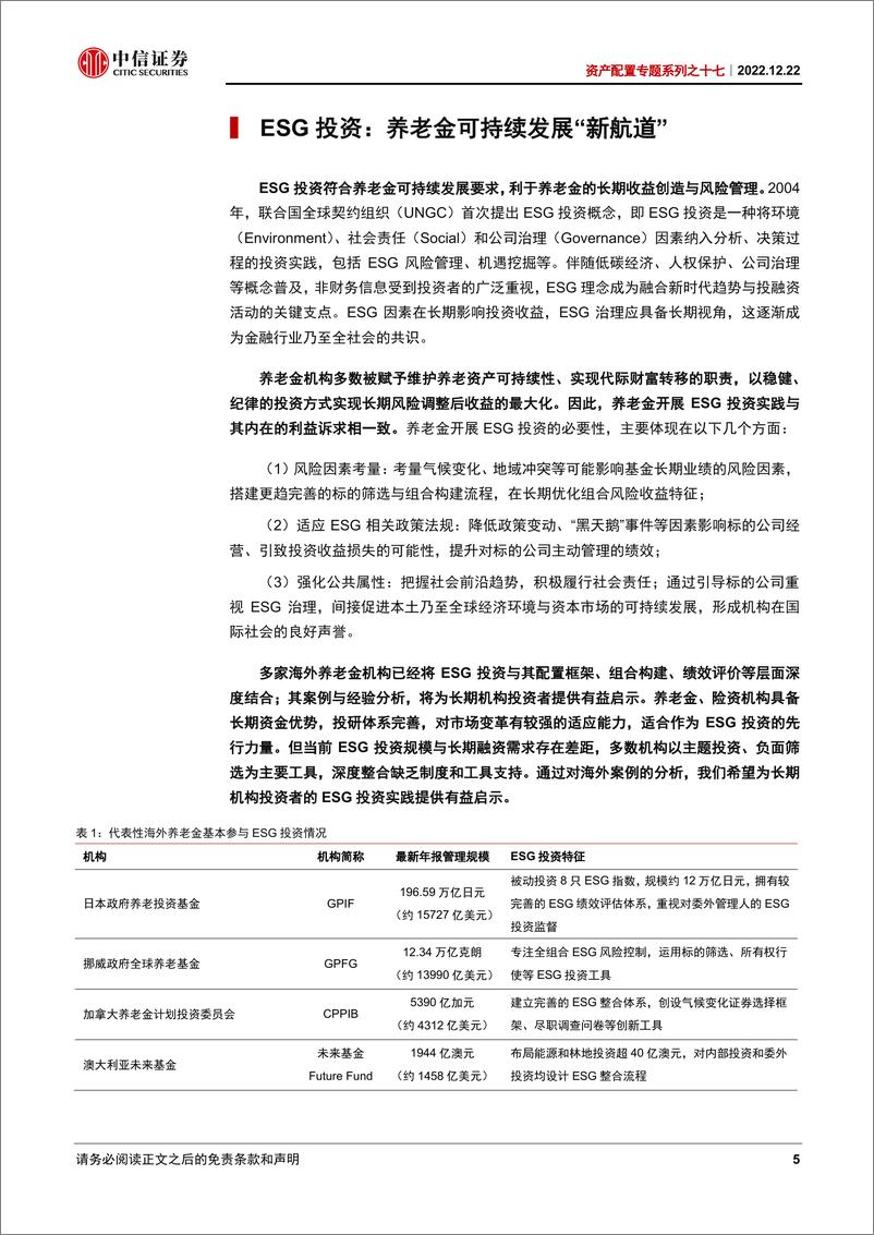 《资产配置专题系列之十七：海外养老金视角下的ESG投资，配置框架、投资执行与绩效评估-20221222-中信证券-34页》 - 第6页预览图