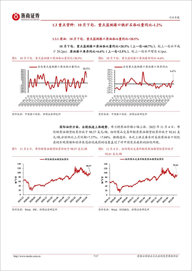 《港口行业专题报告：10月下旬沿海枢纽港集装箱吞吐同比+3.2%，看好核心港口吞吐韧性-20221106-浙商证券-17页》 - 第8页预览图