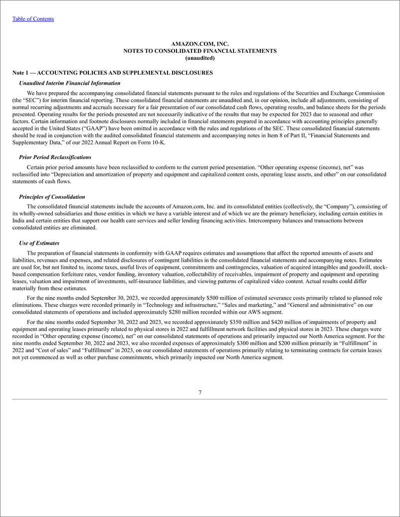 《亚马逊2023年第三季度公司财报FORM 10-Q-英-51页》 - 第8页预览图