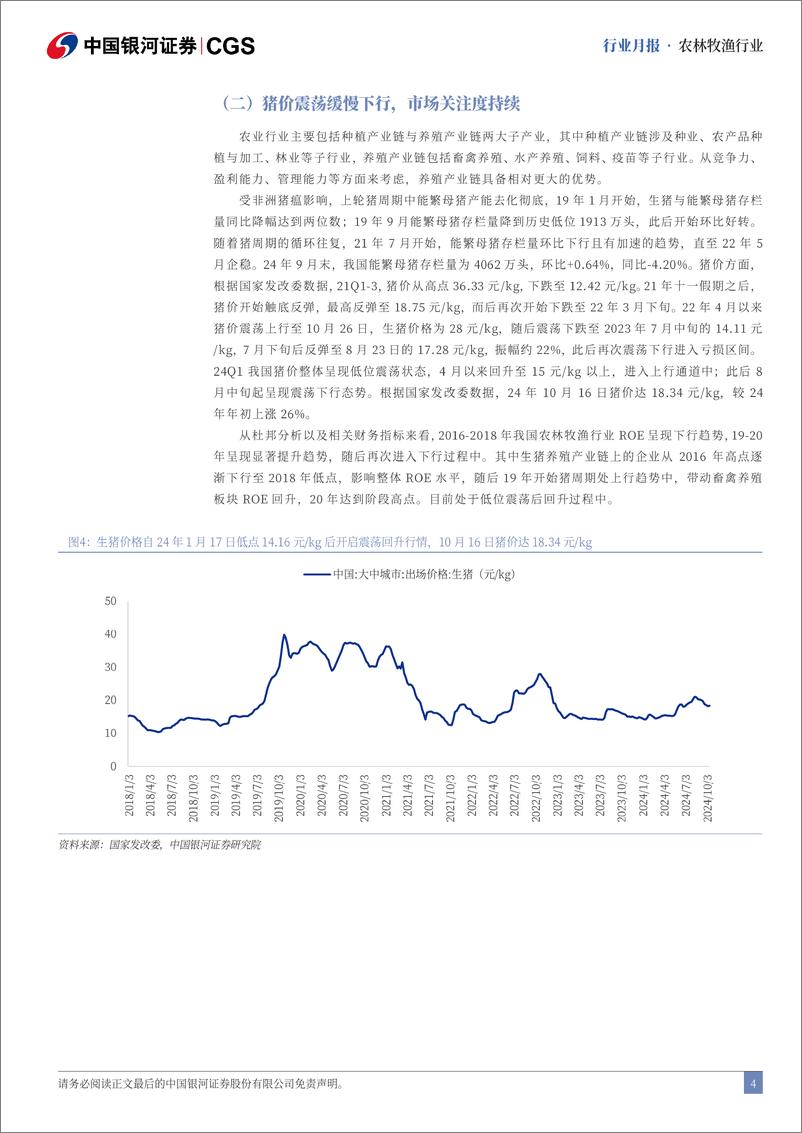 《农林牧渔行业10月行业动态报告：Q3末母猪产能环比略增，10月猪价略降-241028-银河证券-23页》 - 第4页预览图