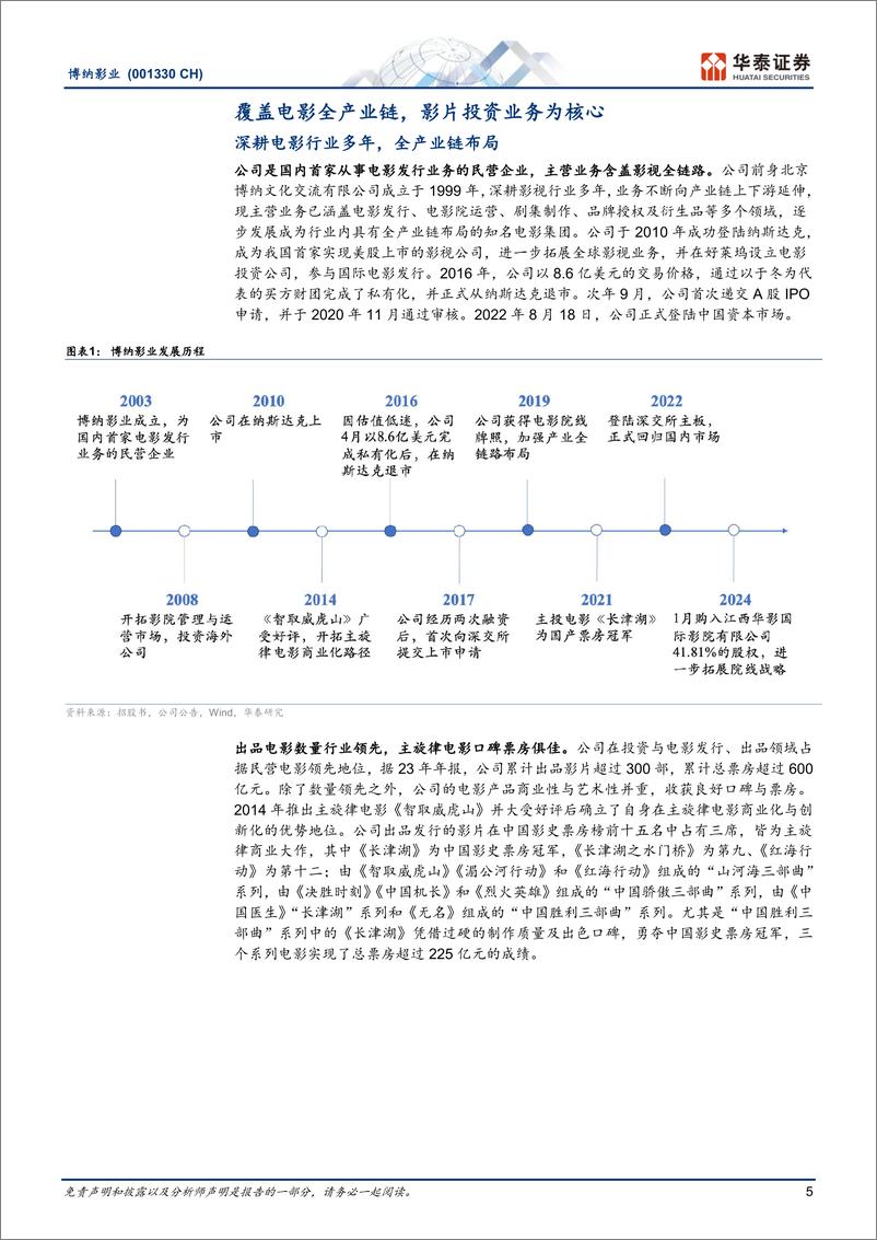 《博纳影业(001330)主旋律商业电影标杆，基本面拐点向上-250105-华泰证券-25页》 - 第5页预览图